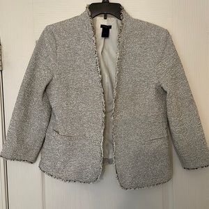 Ann Taylor Factory Tweed Fringe Blazer 10